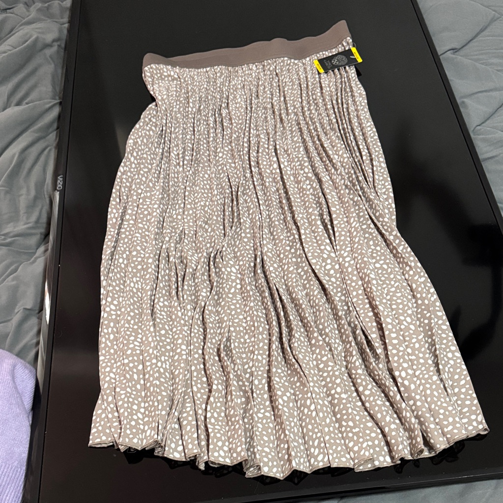 Vince Camuto Taupe And White Midi Skirt